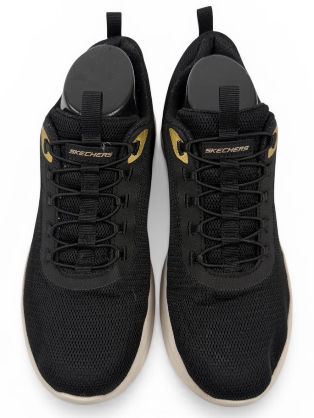 Skechers Sport Memory Foam Black Gold Running Shoes Mens US 10 Lightweight Train